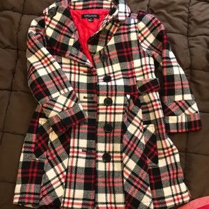 Wool plaid 3/4 length, girls coat.